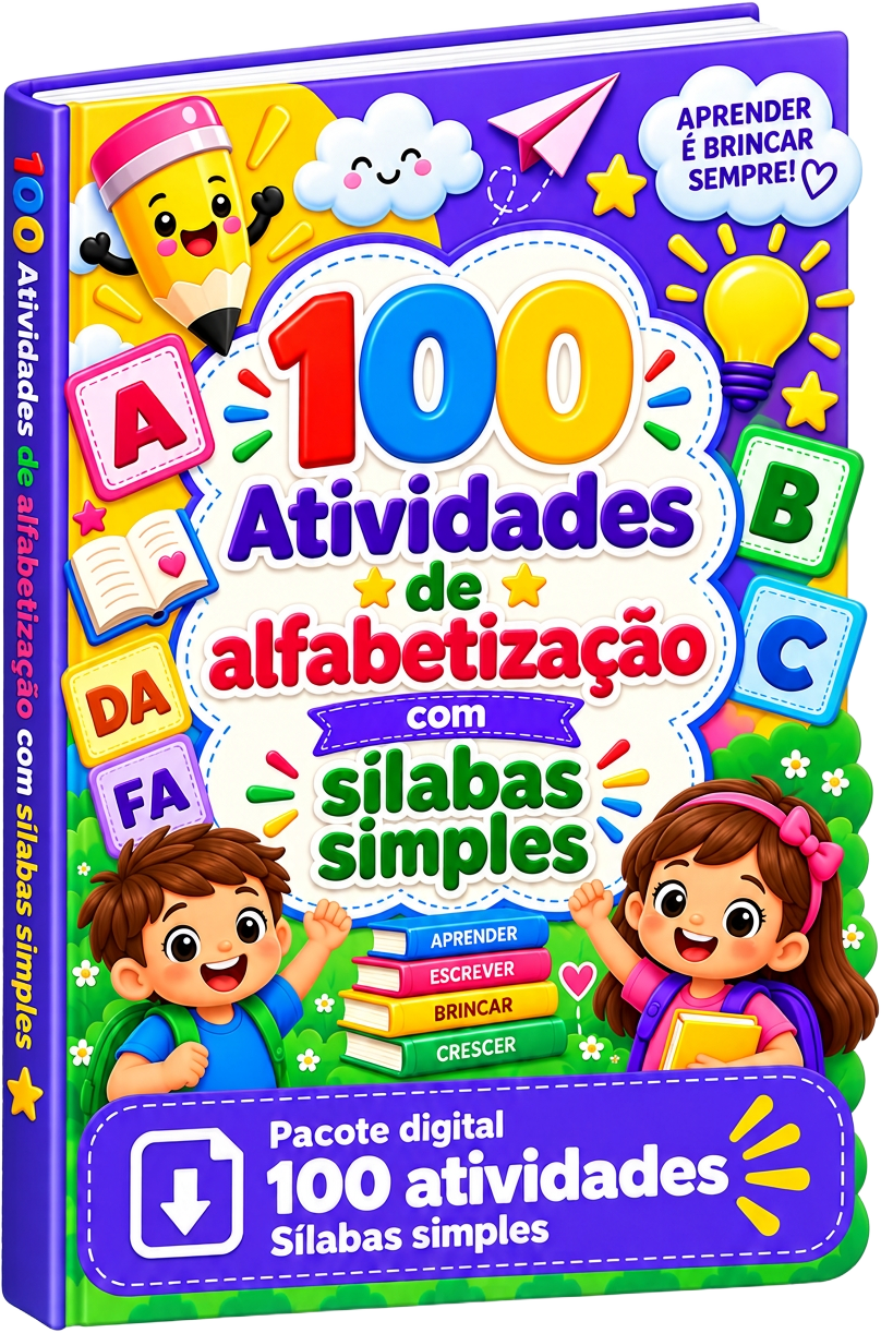 Capa do pacote 100 Atividades de alfabetização com sílabas simples